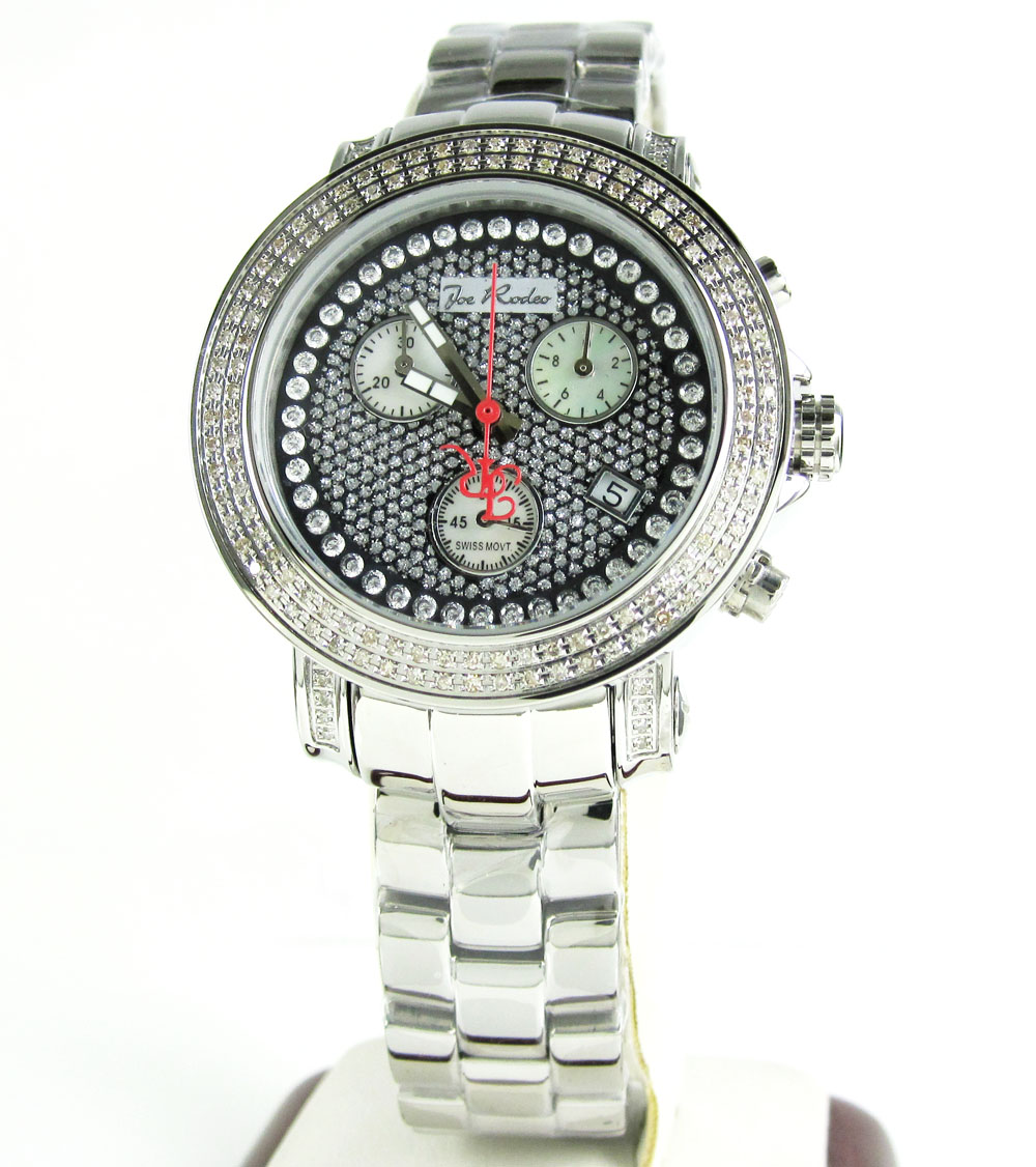 Ladies white stainless steel joe rodeo rio diamond watch 1.25ct jro6