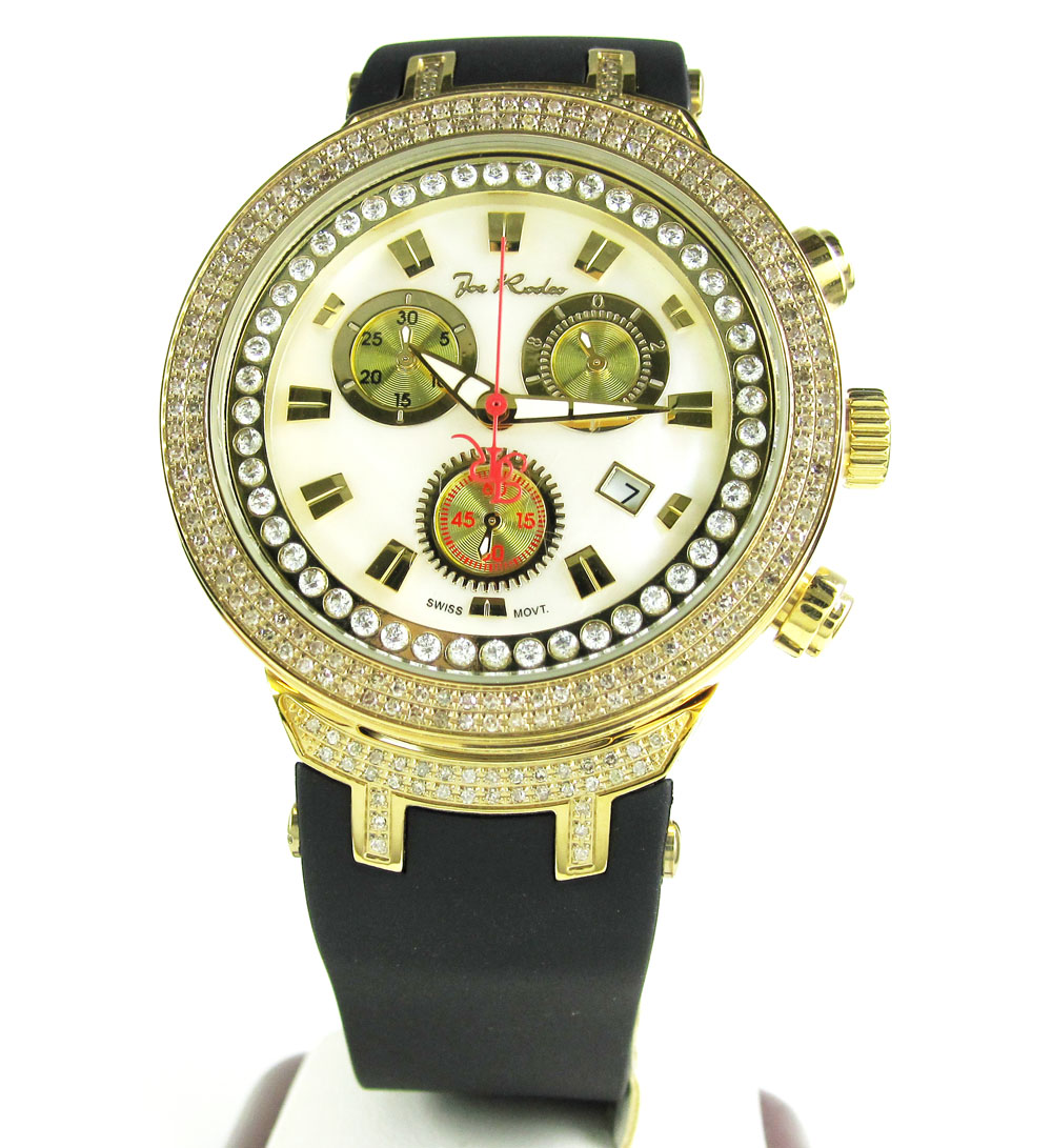 Mens joe rodeo yellow stainless steel diamond master watch 2.20ct jjm87