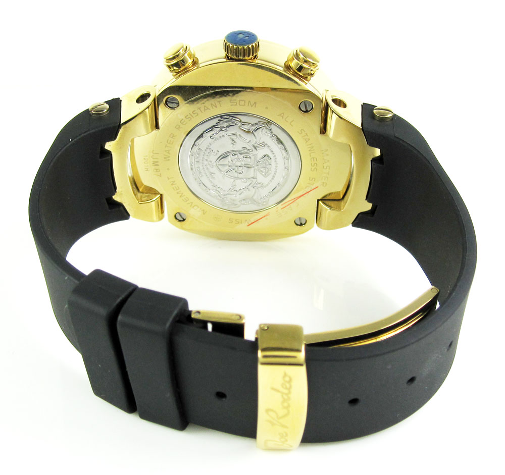Mens joe rodeo yellow stainless steel diamond master watch 2.20ct jjm87