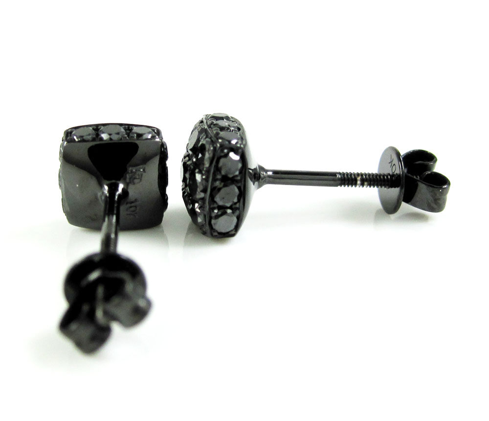 Mens 10k black gold black diamond 3d ice cube earrings 1.35ct - Image 3