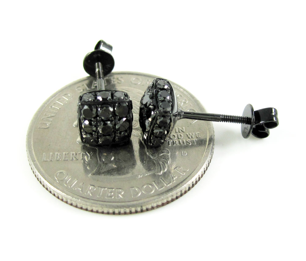 Mens 10k black gold black diamond 3d ice cube earrings 1.35ct - Image 4