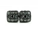 Mens 10k black gold black diamond 3d ice cube earrings 1.35ct