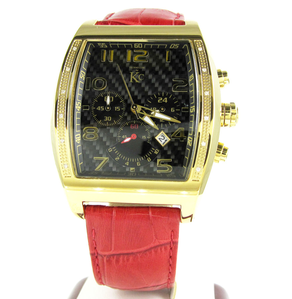 Techno com kc black carbon fiber diamond watch 0.15ct
