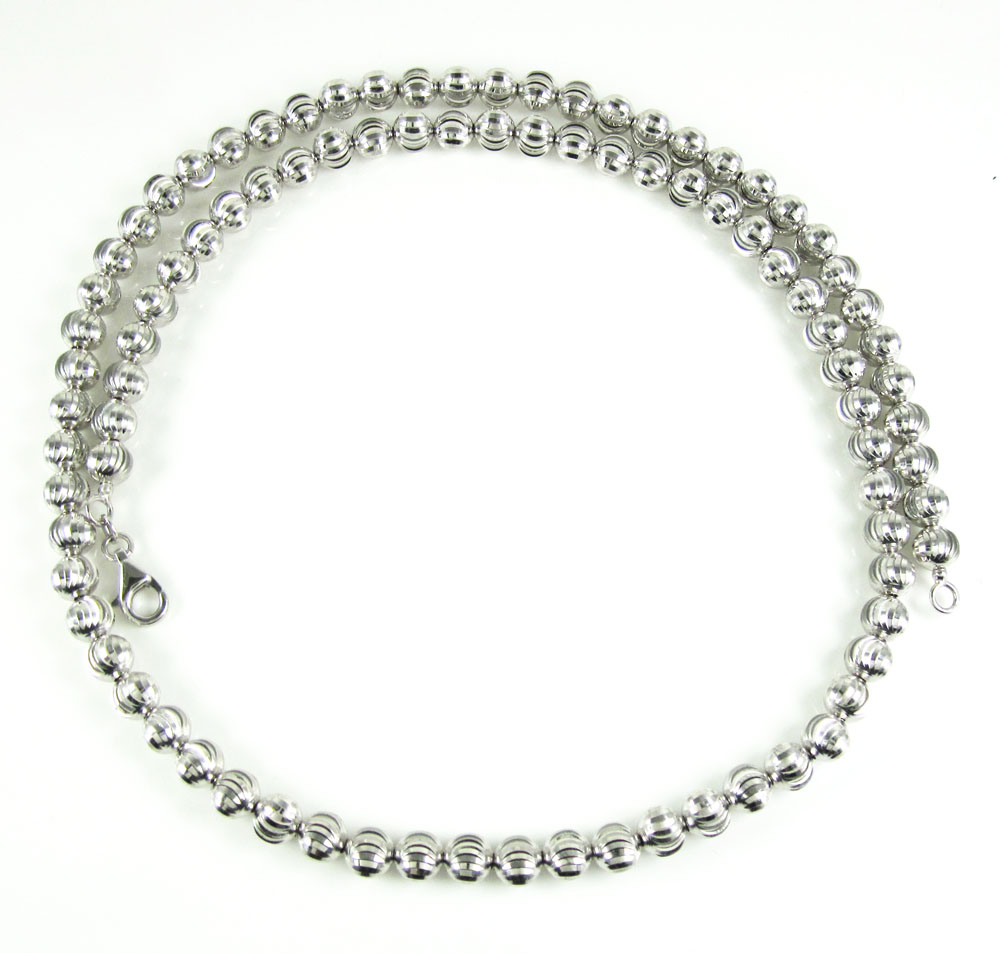 14k white gold moon cut bead chain 20-22 inch 6mm - Image 2