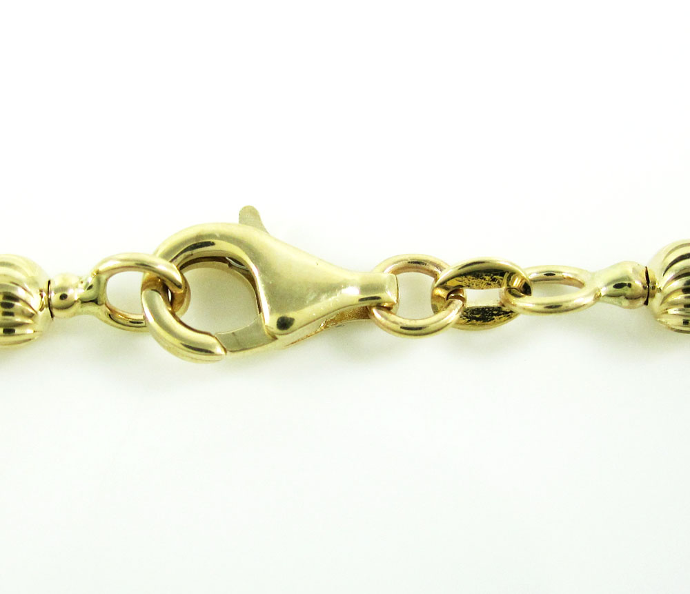 14k yellow gold moon cut bead chain 18-22 inch 4mm
