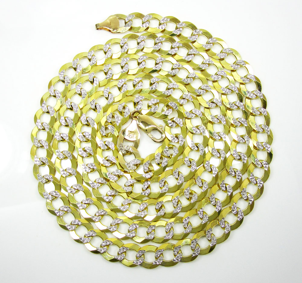 10k yellow gold diamond cut cuban chain 20-36 inch 12.5mm