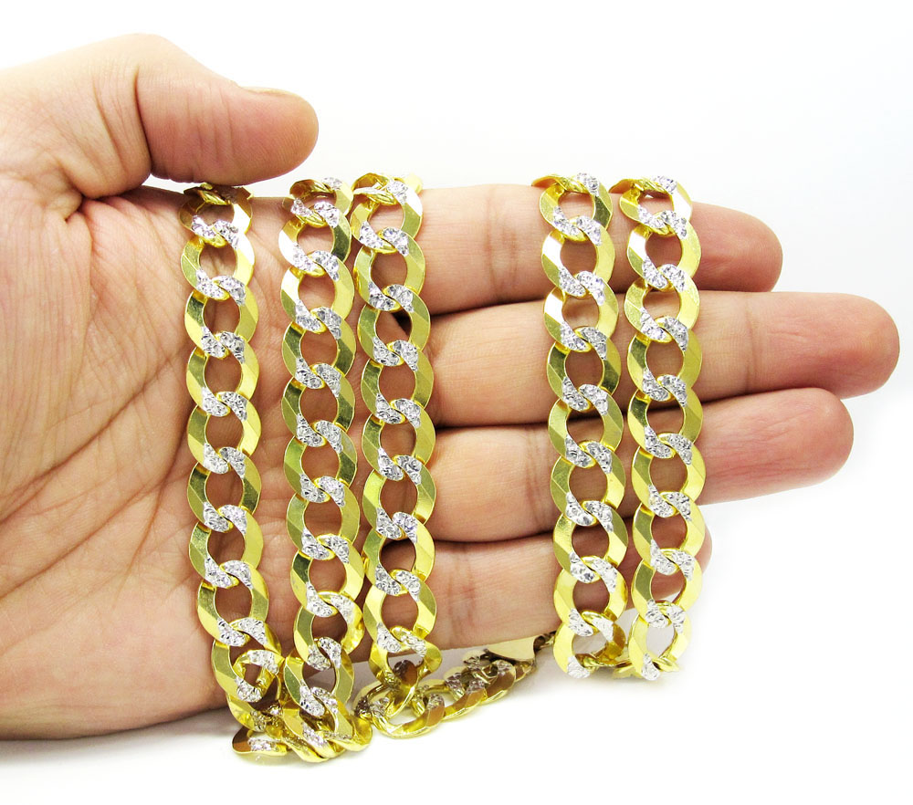 10k yellow gold diamond cut cuban chain 20-36 inch 12.5mm - Image 5