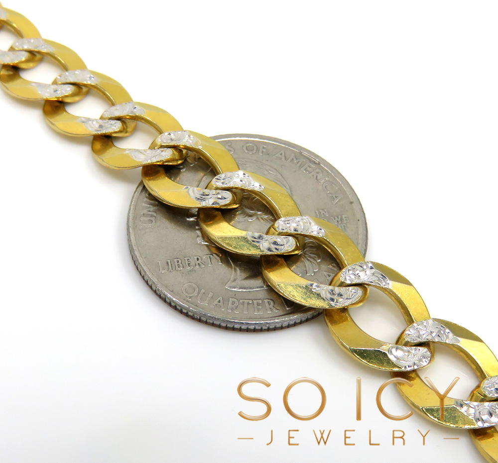 10k yellow gold diamond cut cuban chain 26-40 inch 10mm