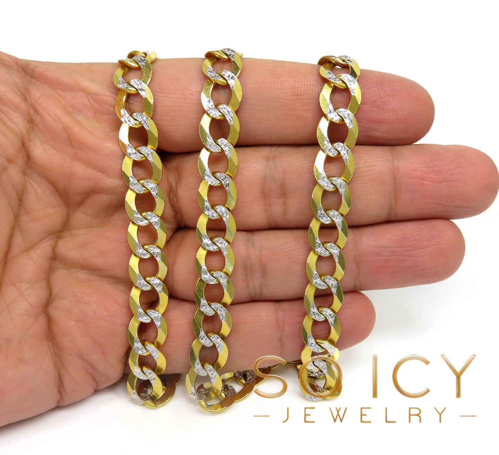 10k yellow gold diamond cut cuban chain 20-36 inch 10mm - Image 4