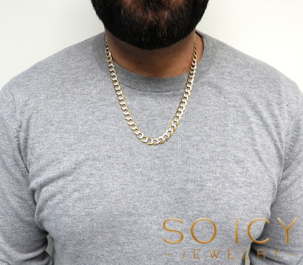 10k yellow gold diamond cut cuban chain 20-36 inch 10mm