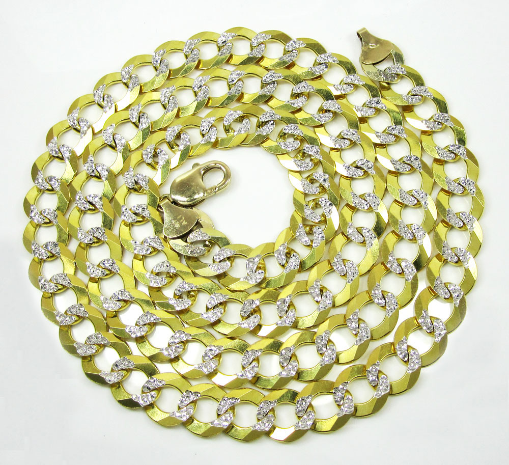 10k yellow gold diamond cut cuban chain 20-30 inch 11.5mm