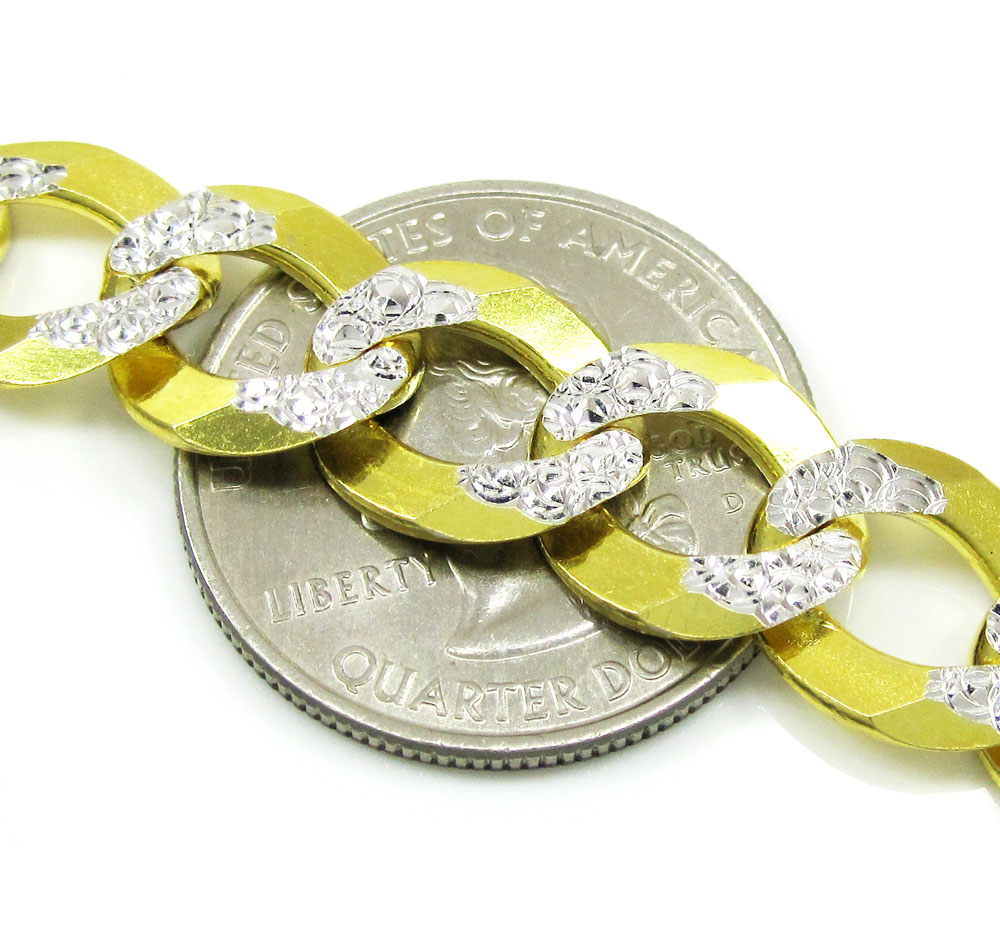 10k yellow gold diamond cut cuban chain 20-30 inch 11.5mm