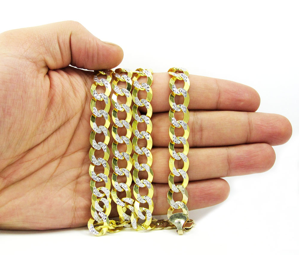 10k yellow gold diamond cut cuban chain 20-30 inch 11.5mm