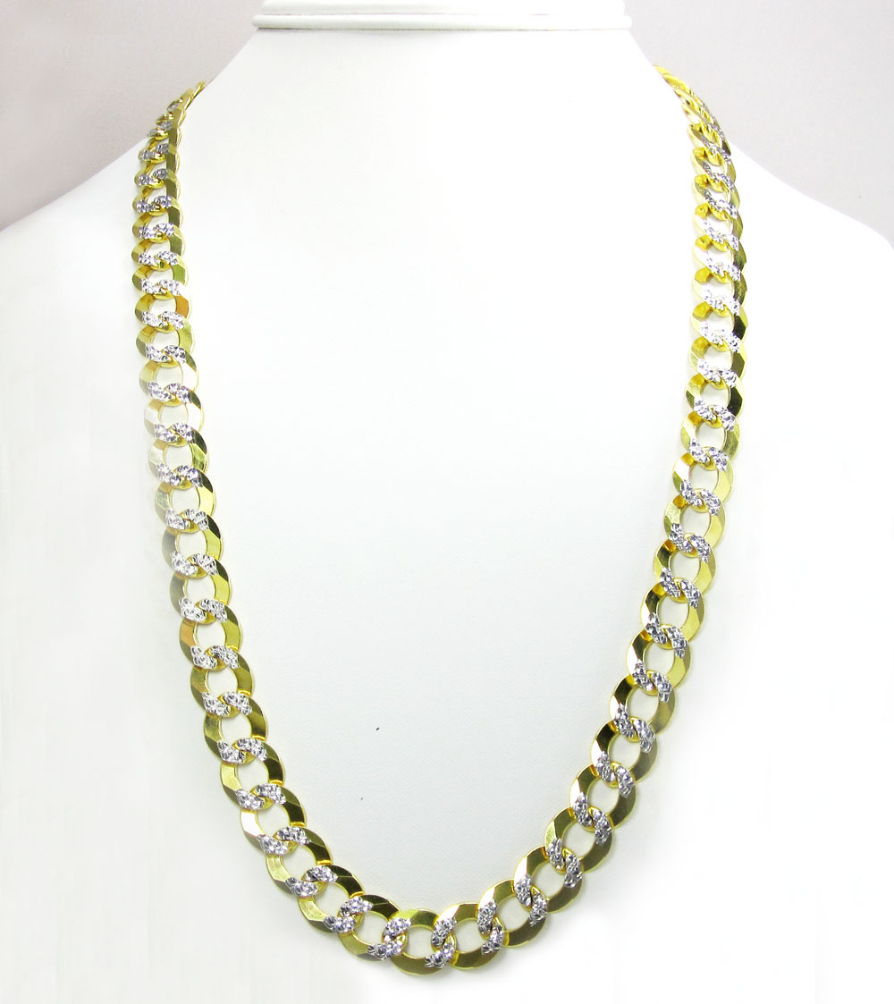10k yellow gold diamond cut cuban chain 20-30 inch 11.5mm