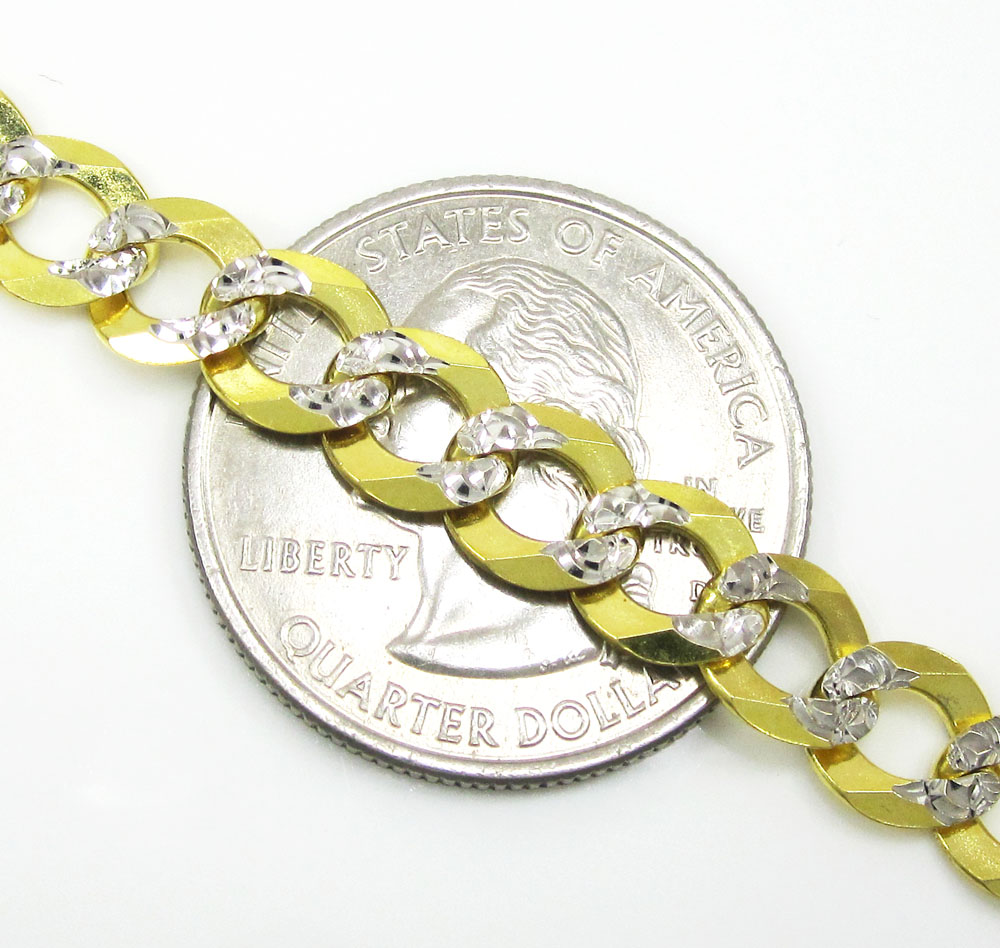10k yellow gold diamond cut cuban chain 20-34 inch 7mm