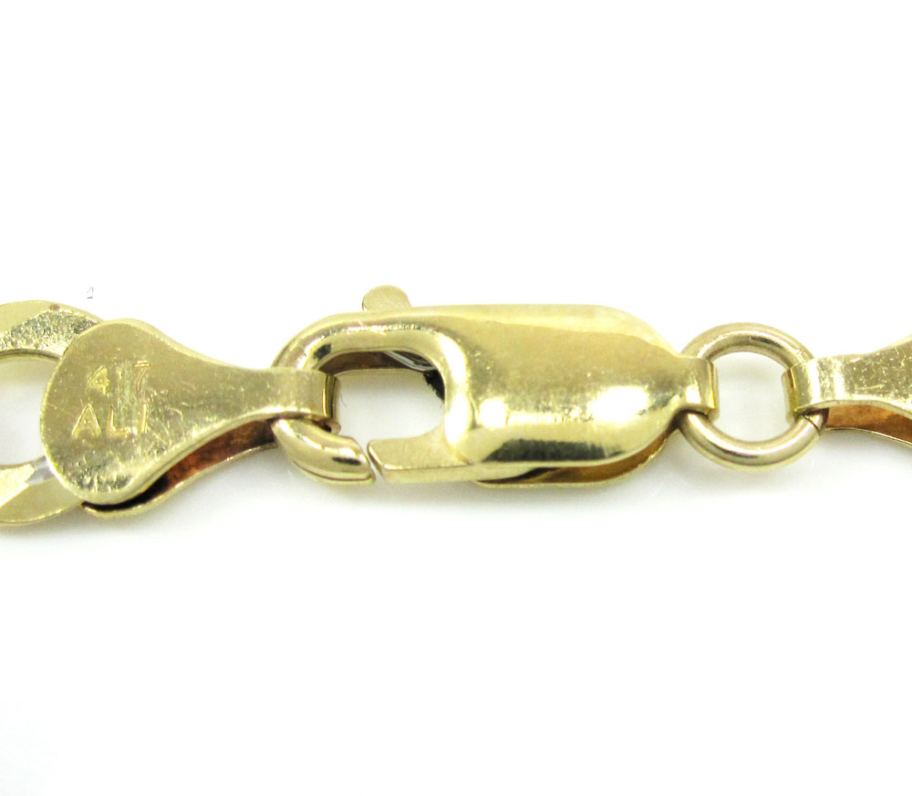 10k yellow gold diamond cut cuban chain 20-34 inch 7mm