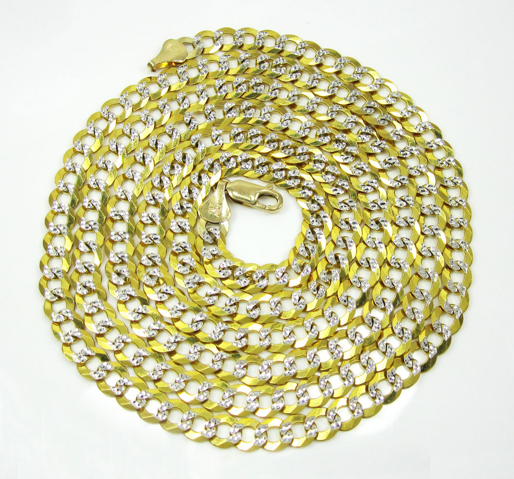 10k yellow gold solid diamond cut cuban chain 18-40 inch 5.7mm