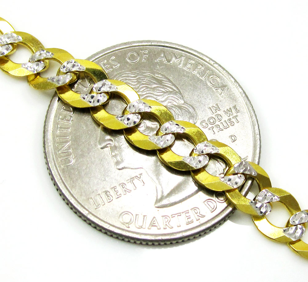 10k yellow gold solid diamond cut cuban chain 18-40 inch 5.7mm