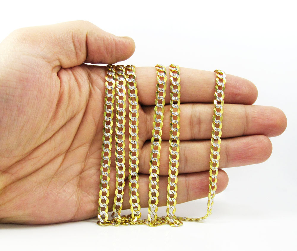 10k yellow gold solid diamond cut cuban chain 18-40 inch 5.7mm