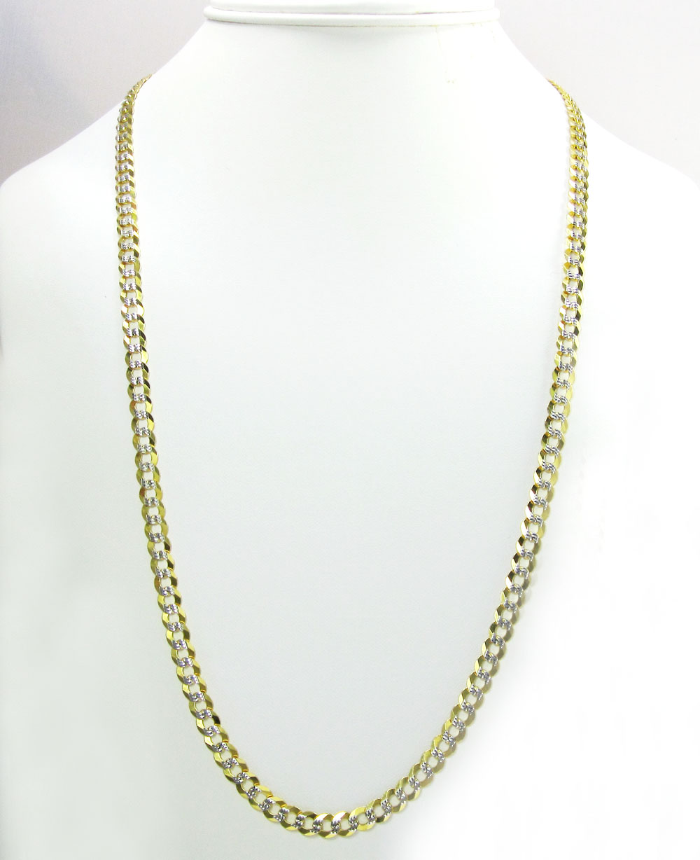 10k yellow gold solid diamond cut cuban chain 18-40 inch 5.7mm