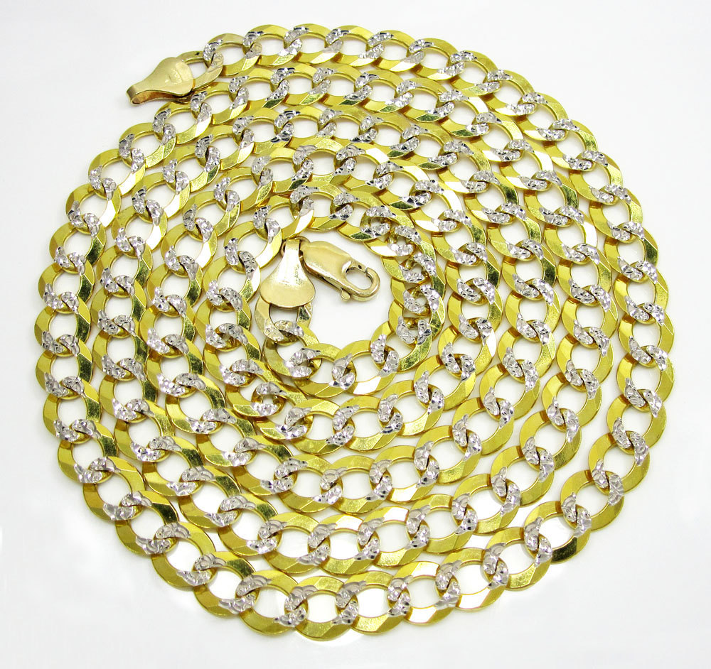 10k yellow gold diamond cut cuban chain 20-30 inch 8.5mm