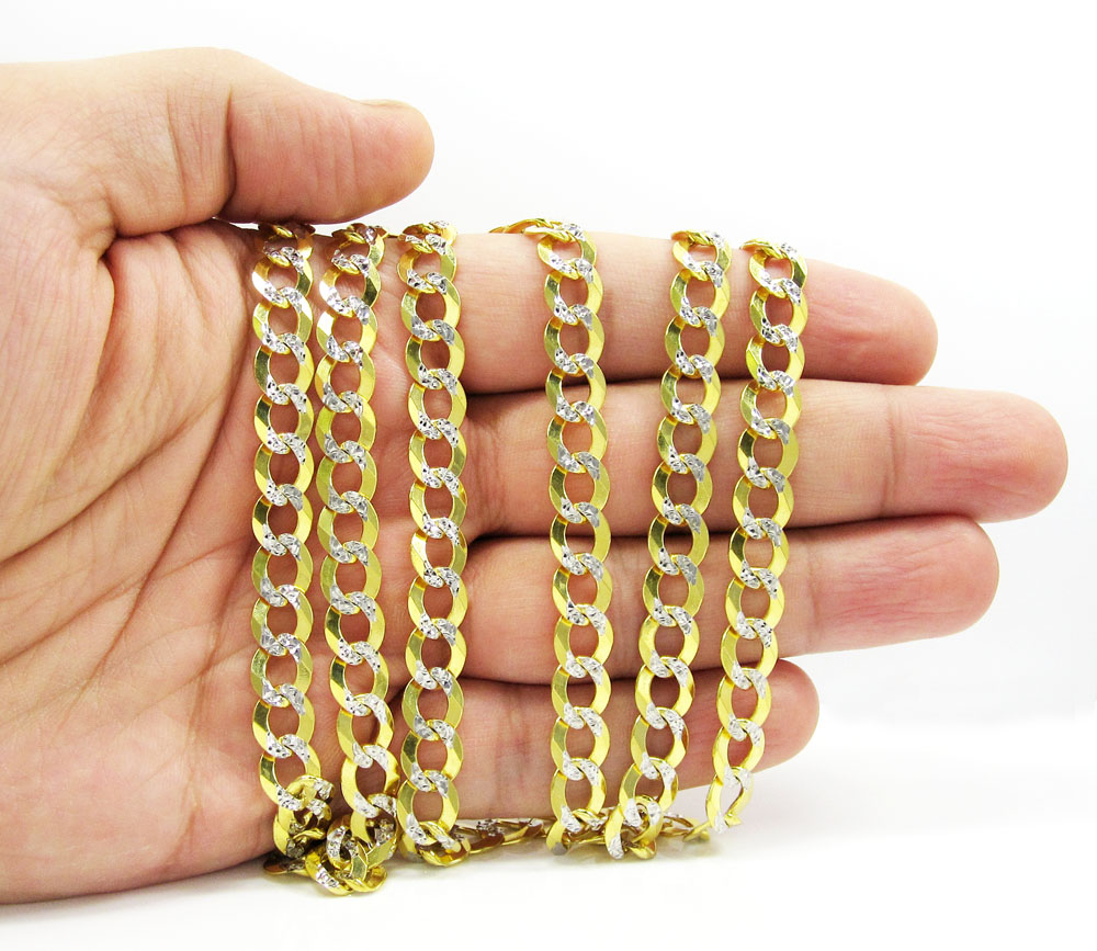 10k yellow gold diamond cut cuban chain 20-30 inch 8.5mm