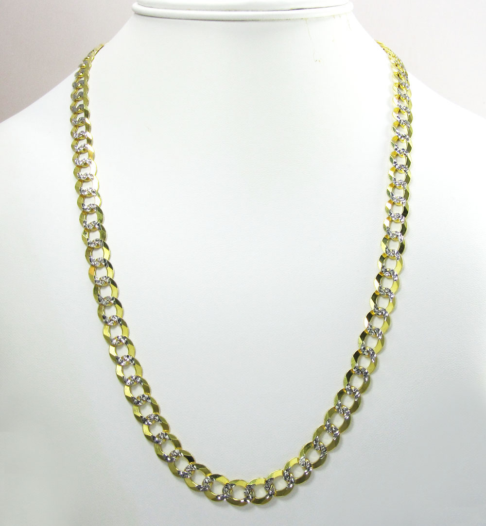 10k yellow gold diamond cut cuban chain 20-30 inch 8.5mm
