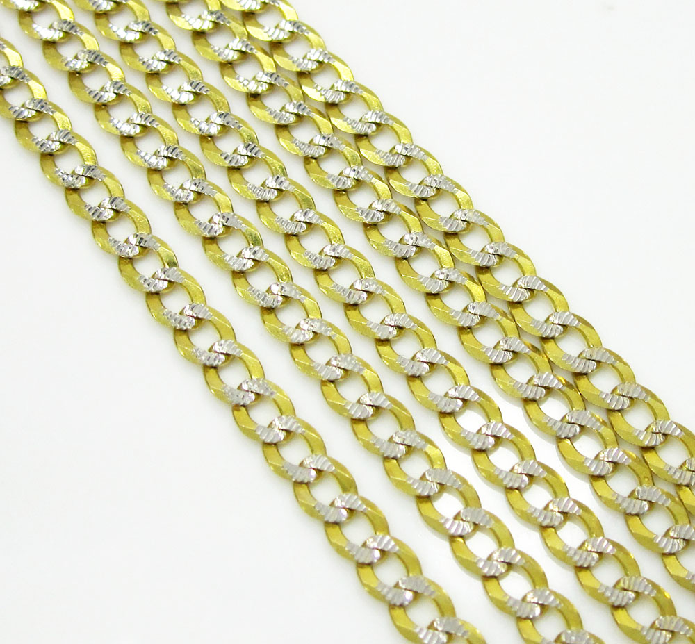 10k yellow gold diamond cut cuban skinny chain 16-36 inch 2.6mm - Image 2