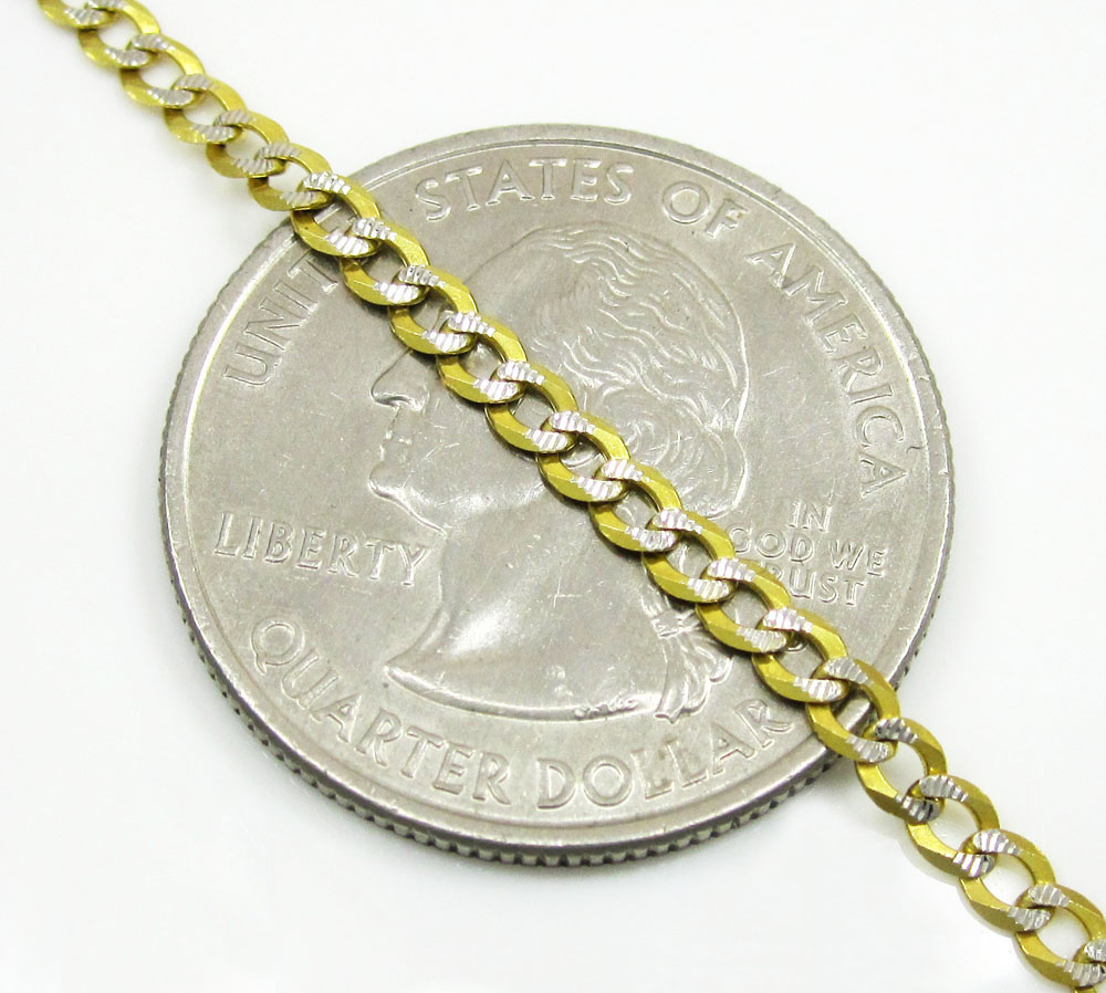 10k yellow gold diamond cut cuban skinny chain 16-36 inch 2.6mm - Image 3
