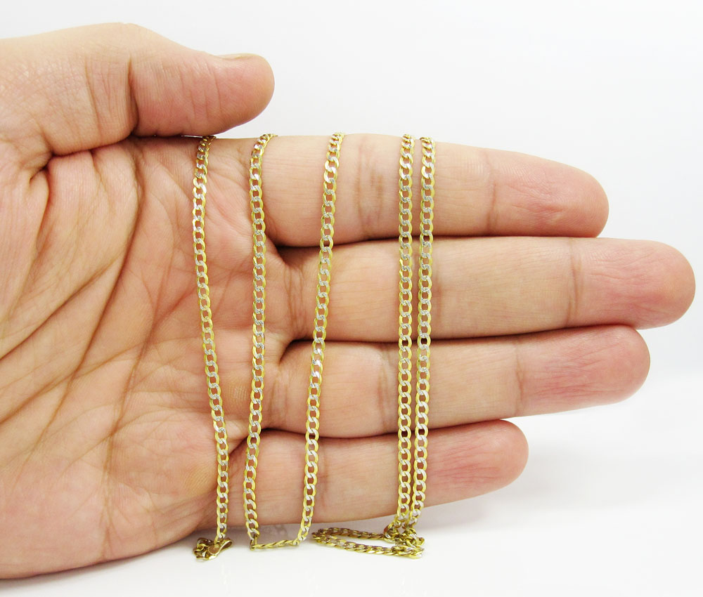 10k yellow gold diamond cut cuban skinny chain 16-36 inch 2.6mm - Image 5