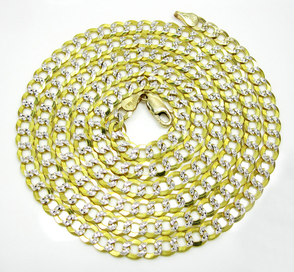 10k yellow gold diamond cut cuban chain 18-26
