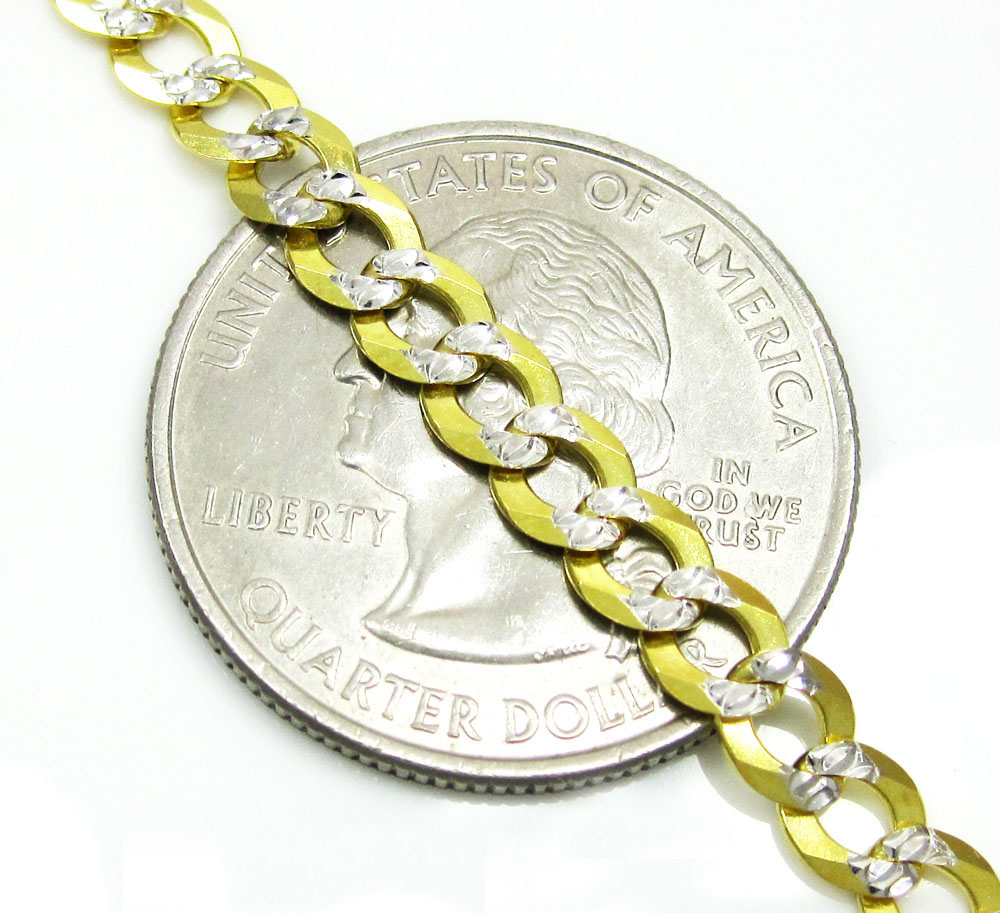 10k yellow gold diamond cut cuban chain 20-30 inch 4.6mm