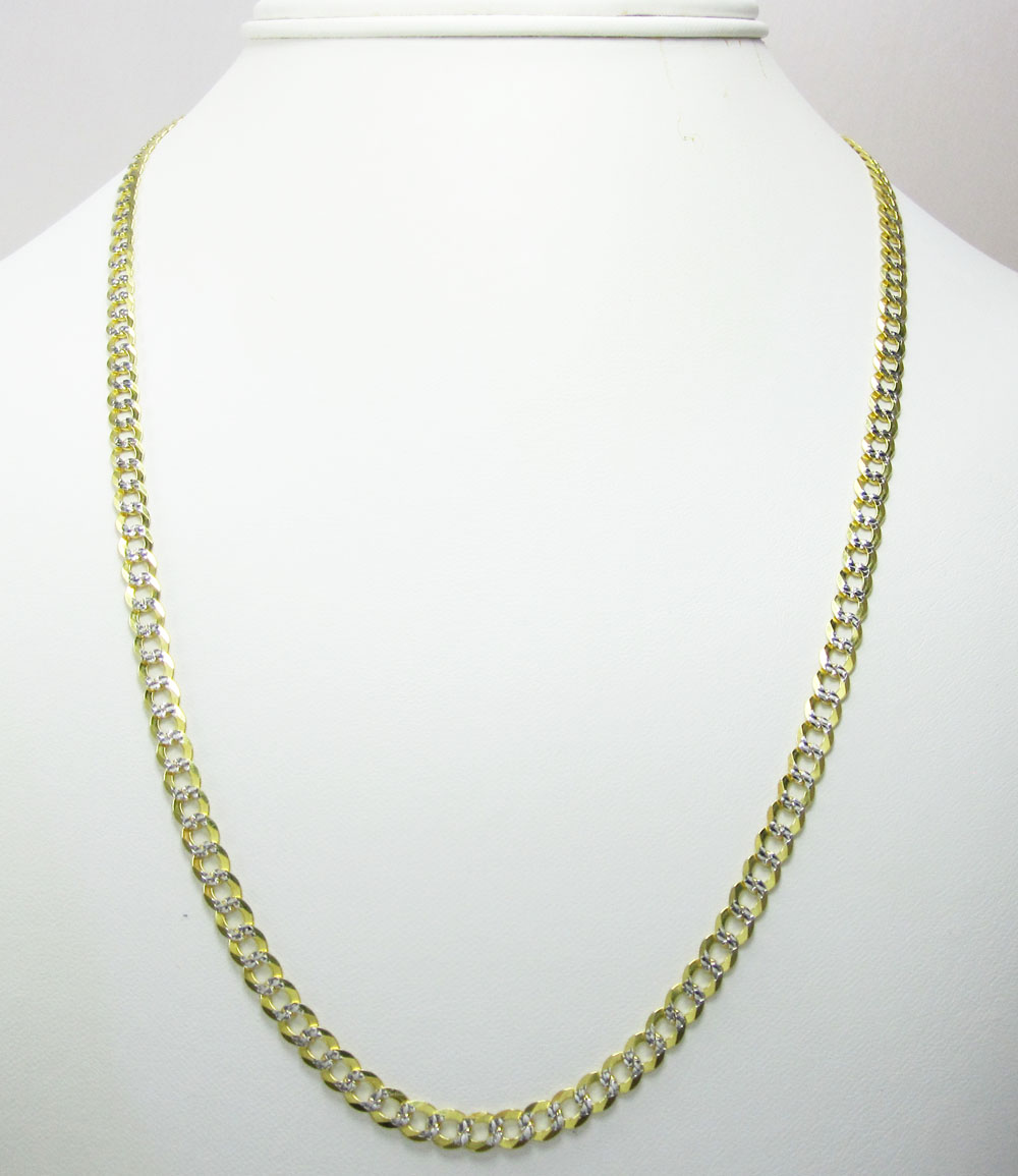 10k yellow gold diamond cut cuban chain 18-26