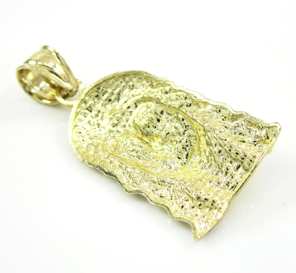 10k two tone gold diamond cut mini jesus face pendant