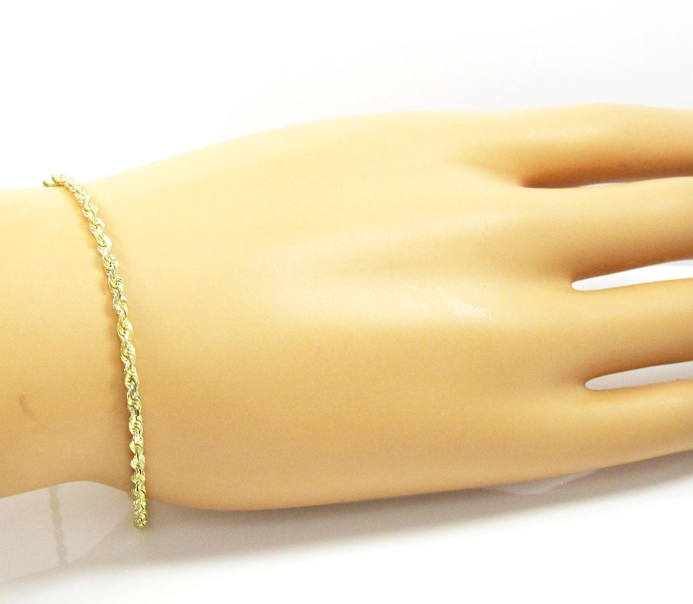 10k yellow gold solid rope bracelet 8 inch 2.25mm - Image 4