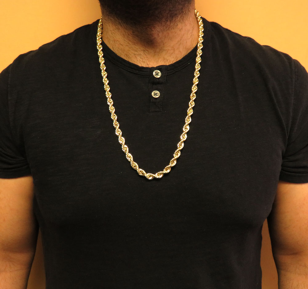 10k yellow gold medium hollow rope chain 20-28 inch 8mm - Image 6