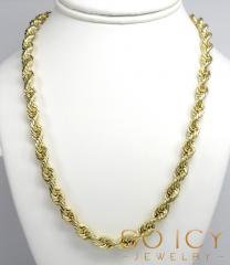 10k yellow gold medium hollow rope chain 20-28 inch 8mm