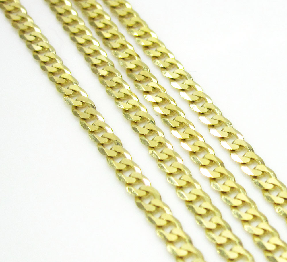 10k yellow gold skinny cuban chain 16-26 inch 2.5mm