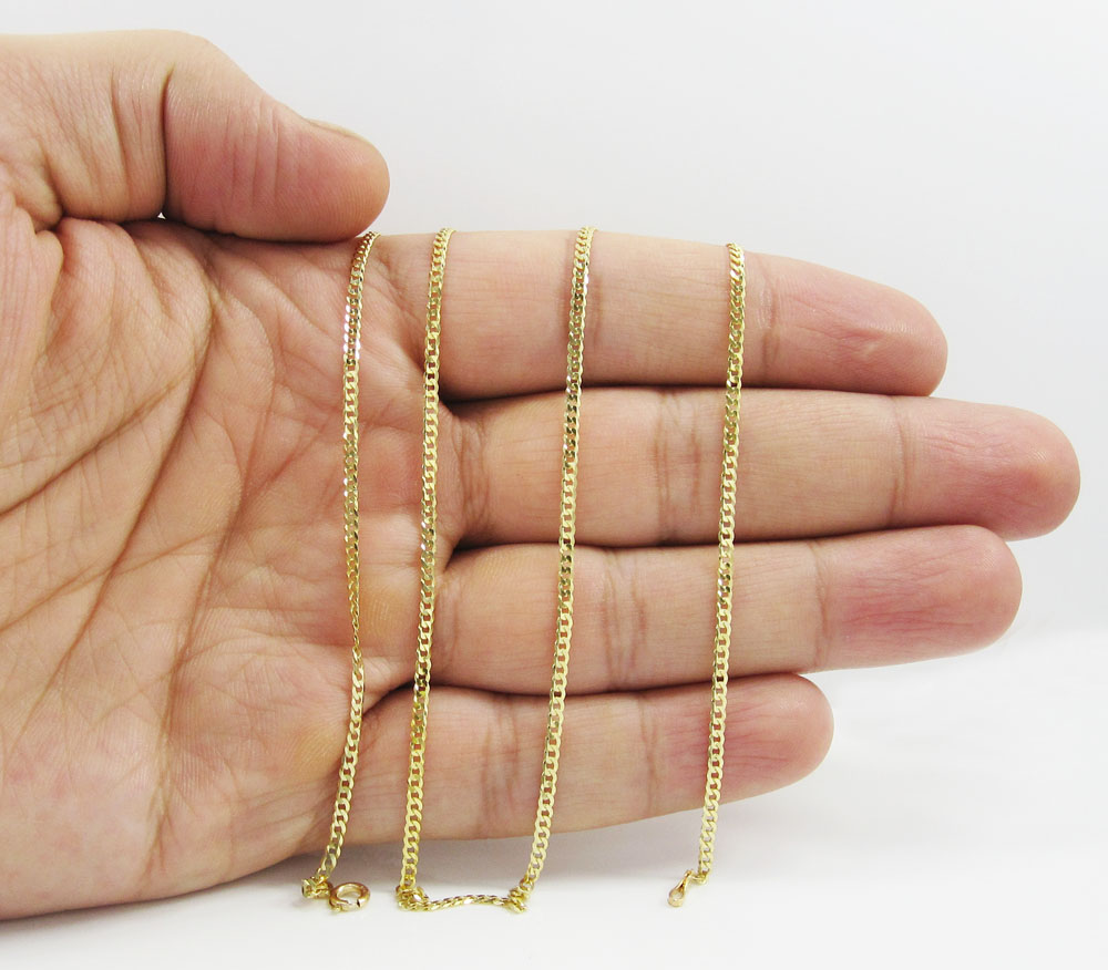 10k yellow gold skinny cuban chain 16-26 inch 2.5mm