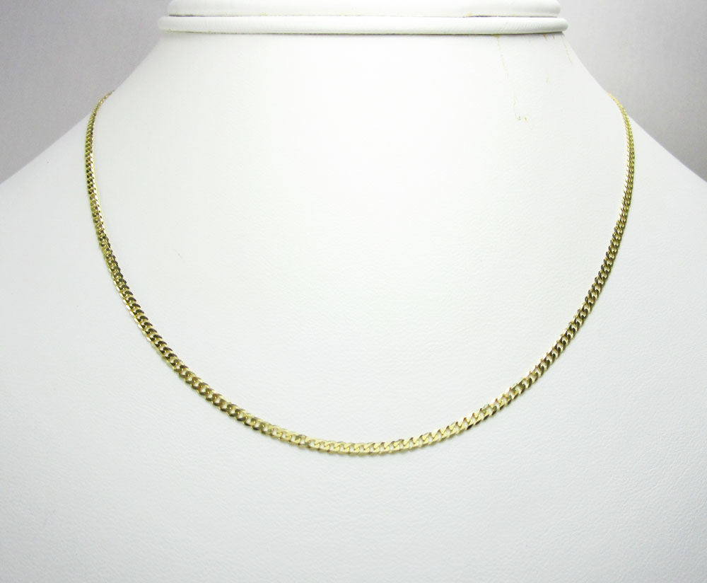 10k yellow gold skinny cuban chain 16-26 inch 2.5mm