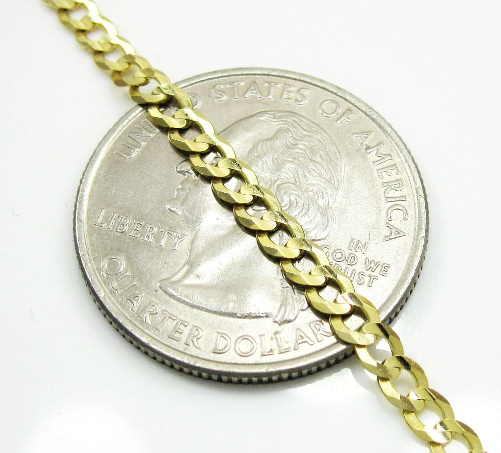 10k yellow gold skinny cuban chain 16-30