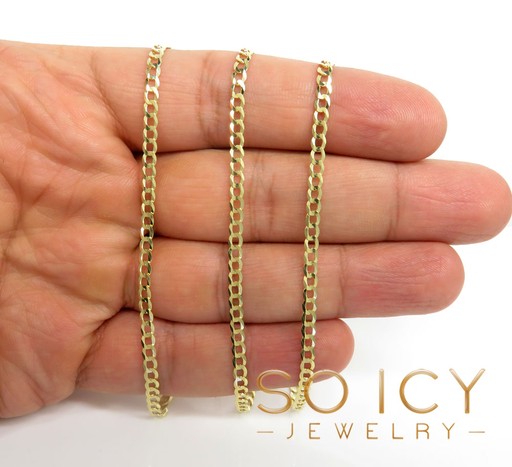 10k yellow gold skinny cuban chain 16-30