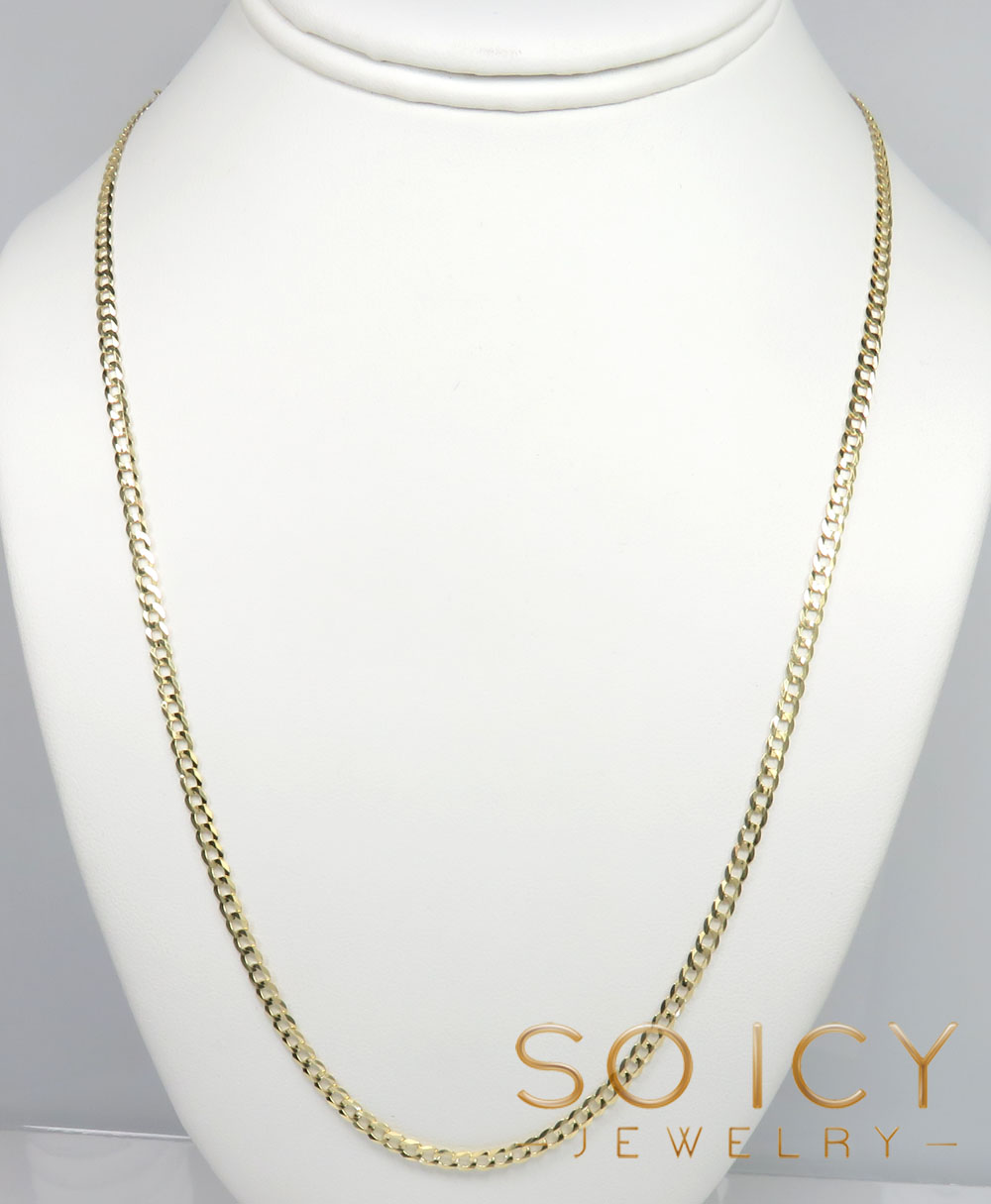 10k yellow gold skinny cuban chain 16-30