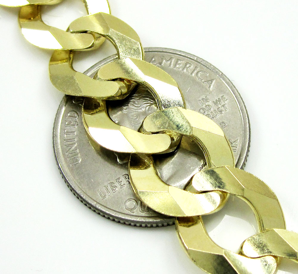 10k yellow gold thick cuban chain 22-36 inch 12.5mm - Image 3