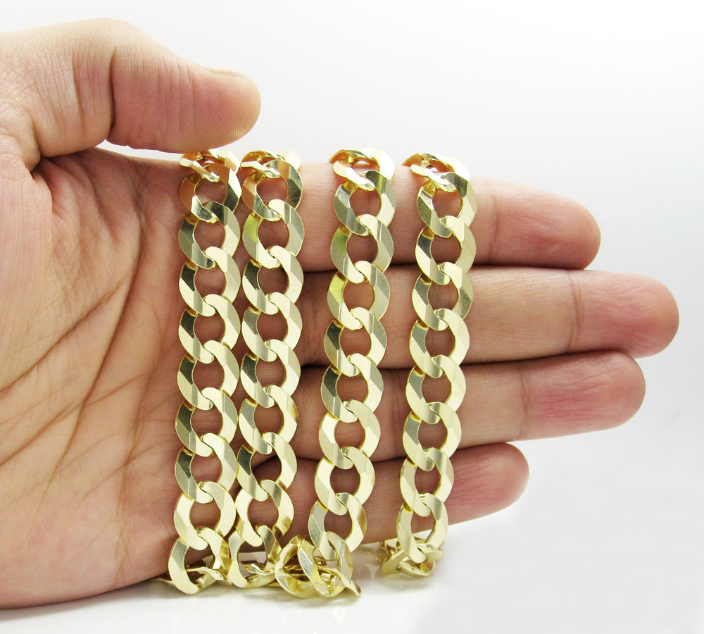 10k yellow gold thick cuban chain 22-36 inch 12.5mm