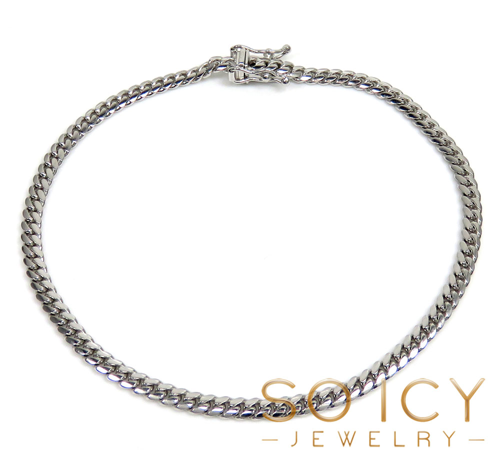 10k white gold miami bracelet 8.25 inch 3.30mm 