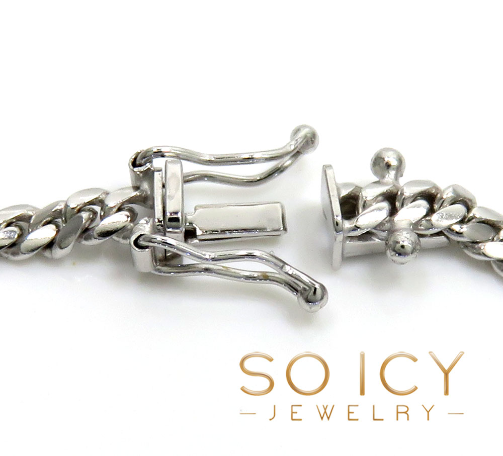 10k white gold miami bracelet 8.25 inch 3.30mm 