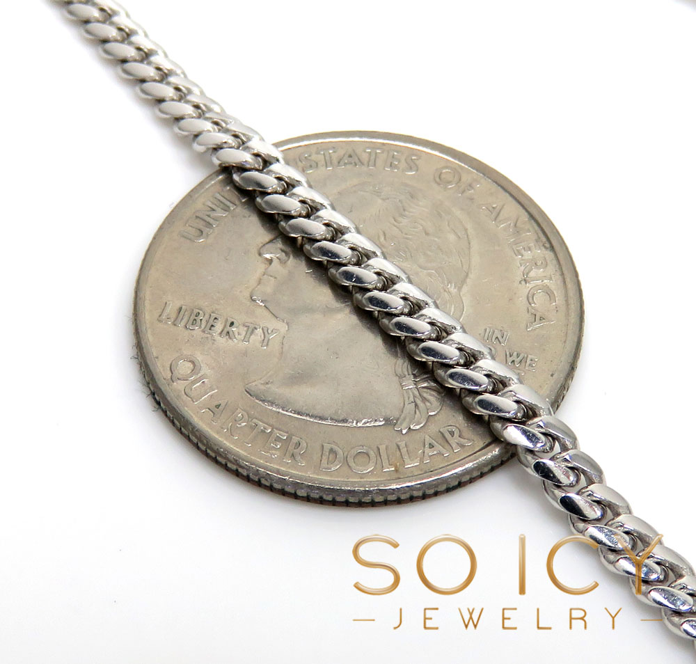 10k white gold miami bracelet 8.25 inch 3.30mm 