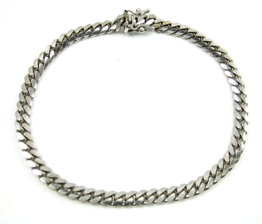 10k white gold solid miami bracelet 8.50 inch 5mm 
