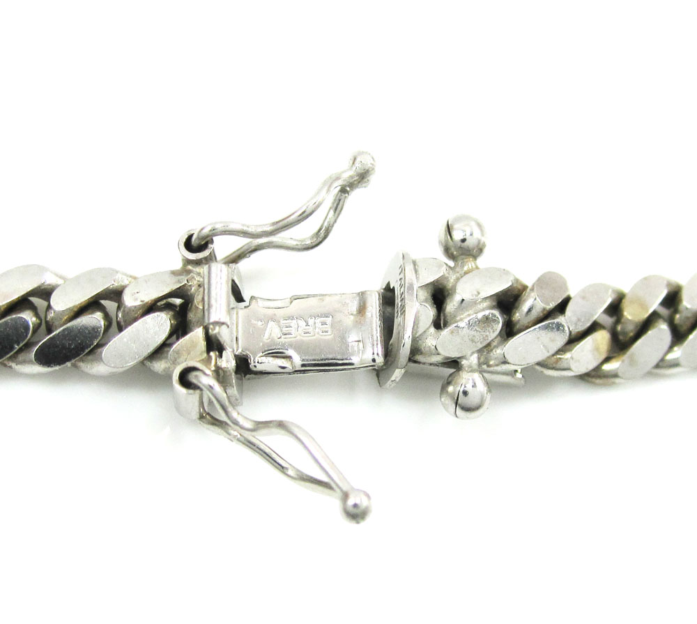 10k white gold solid miami bracelet 8.50 inch 5mm 